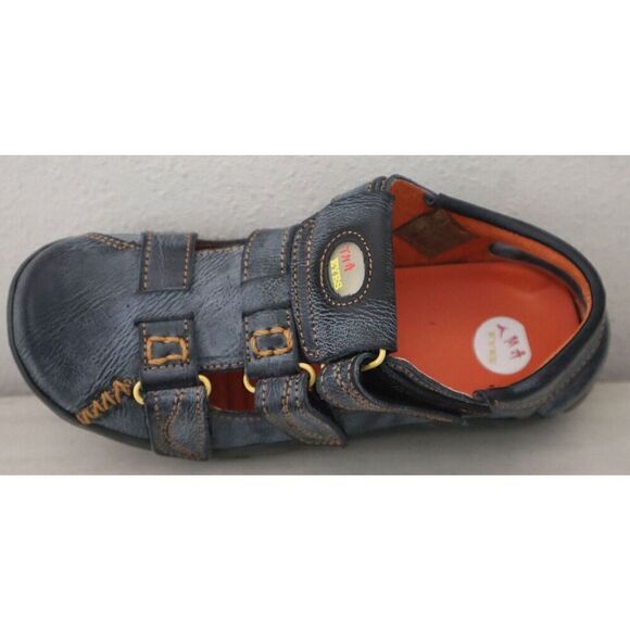 TMA Eyes 27802 Women's Sz 7 Black/Orange Closed Toe Cut-Out Leather Sandals - Picture 10 of 13